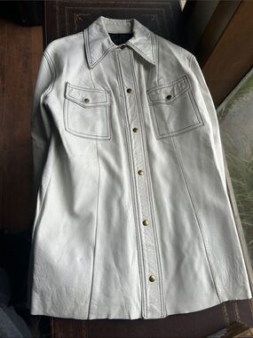 Scully White Leather Button-Front Jacket: Vintage